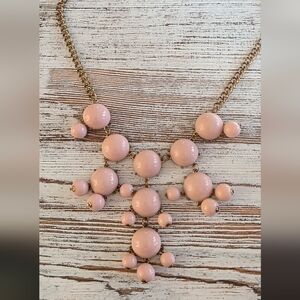 Goldtone Pale Pink / Blush Pink "Bubble" Statment necklace.